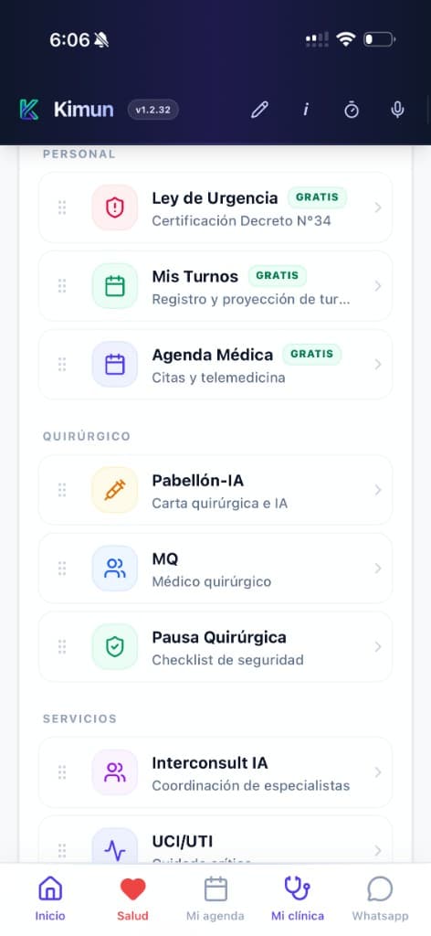 Kimun app — Mi clínica